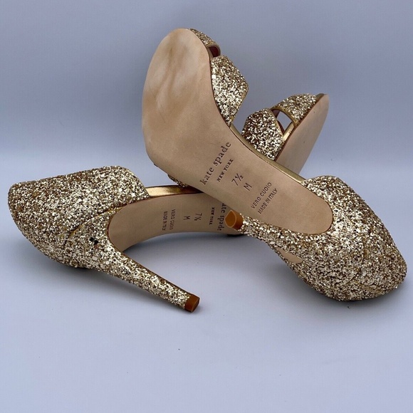 Kate Spade New York Women's Shoe Idaya Old Gold Metallic Pump Size 7.5 M US - Picture 7 of 8